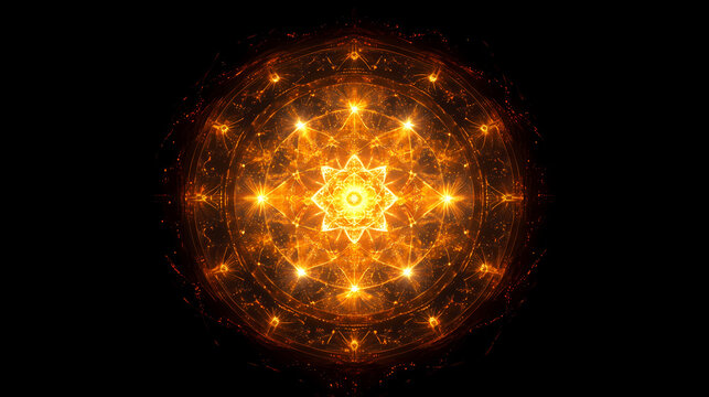 Ethereal digital artwork depicting a cosmic prayer circle with diverse spiritual symbols merging into a radiant mandala of unity and enlightenment. Transcendent. Illustration