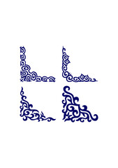  set of ornaments, 4 corners, vector
