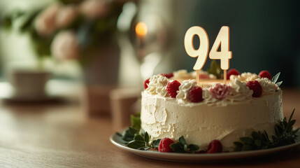Elegant birthday cake celebrating a 94th milestone