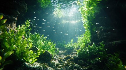 Obraz premium Submerged Serenity: An Underwater Oasis of Tranquility