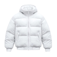 Stylish white puffer jacket for winter wear. PNG
