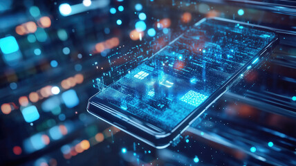 Futuristic online shopping technology digital payment from mobile phone. Generative AI