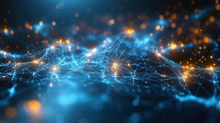 Obraz premium Futuristic blue digital network with glowing connections