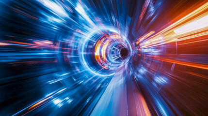 Dynamic light burst in a futuristic tunnel