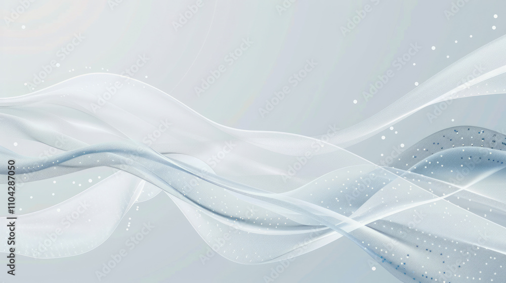 Poster elegant abstract white and grey flowing wave pattern with subtle sparkles