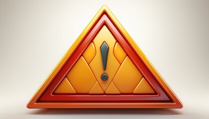 warning sign icon 3d isolated white background alert danger caution symbol safety hazard security exclamation triangle clipping path notification attention critical problem alarm message