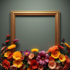 floral minimal frame on simple background