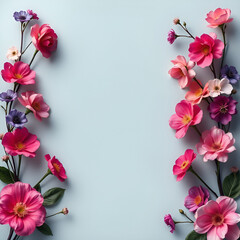 floral minimal frame on simple background