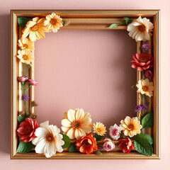 floral minimal frame on simple background