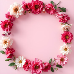 floral minimal frame on simple background