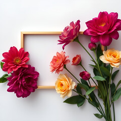 floral minimal frame on simple background