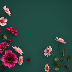 floral minimal frame on simple background