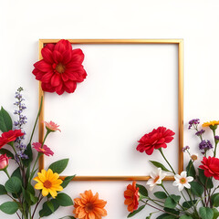 floral minimal frame on simple background