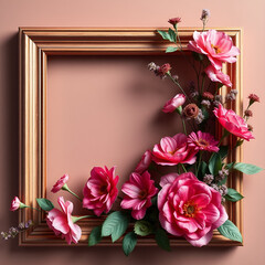floral minimal frame on simple background