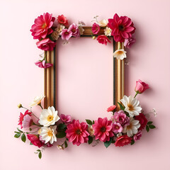 floral minimal frame on simple background
