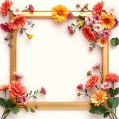 floral minimal frame on simple background