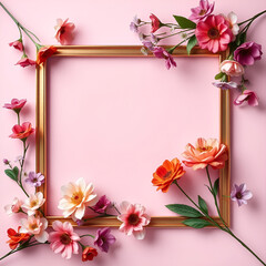 floral minimal frame on simple background