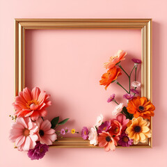 floral minimal frame on simple background