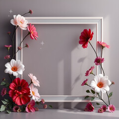 floral minimal frame on simple background
