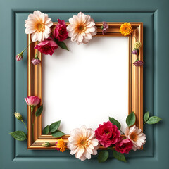 floral minimal frame on simple background