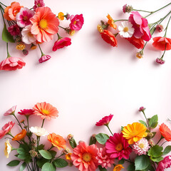 floral minimal frame on simple background