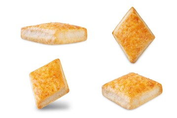 Healthy homemade crackers on a white isolated background