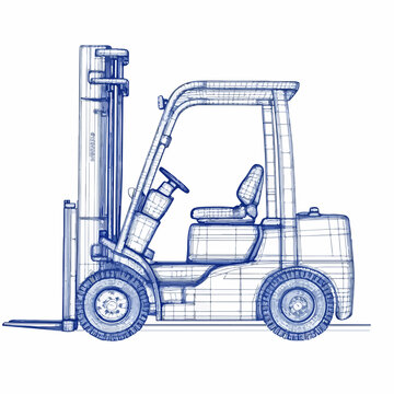 recommend clip art: Blue Lines Vector Illustration of Forklift Cargo Vehicle