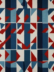 Obraz premium Blue and red geometric shapes on white.