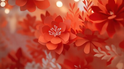 Intricate paper cuttings of festive new year floral art design