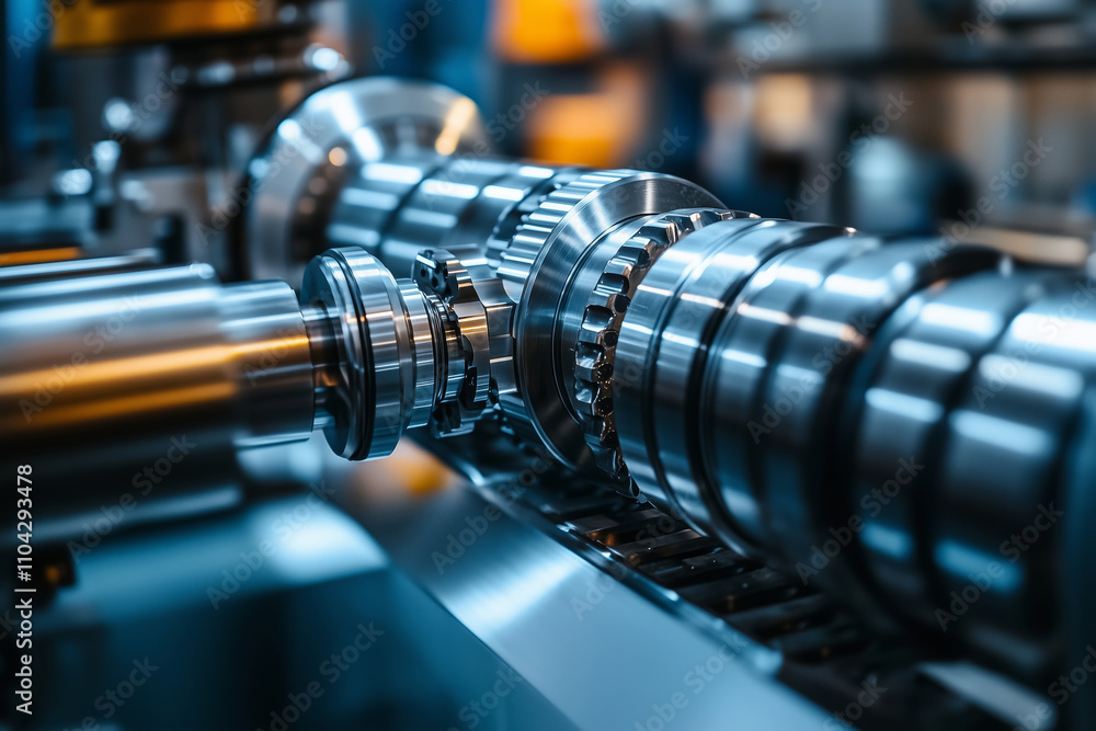 Poster Precision craftsmanship in metalwork showcases skilled lathe operator