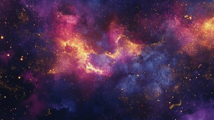 Naklejka premium Stunning celestial view of colorful nebula with bright stars in deep space night sky