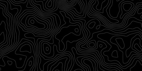 Abstract topography map with black background. Abstract Grey and white line geography map pattern line vector design.