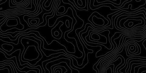 Abstract topography map with black background. Abstract Grey and white line geography map pattern line vector design.