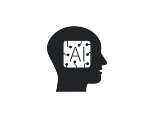 Ai, artificial intelligence, head icon. Vector illustration.