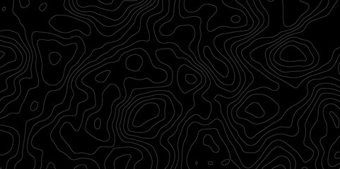 Abstract topography map with black background. Abstract Grey and white line geography map pattern line vector design.