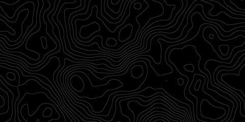 Abstract topography map with black background. Abstract Grey and white line geography map pattern line vector design.
