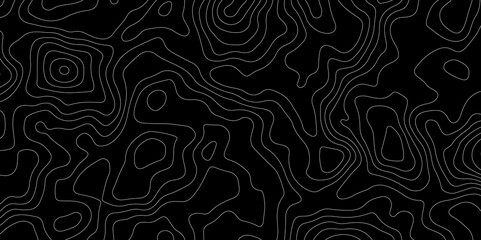 Abstract topography map with black background. Abstract Grey and white line geography map pattern line vector design.