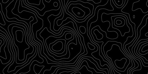 Abstract topography map with black background. Abstract Grey and white line geography map pattern line vector design.