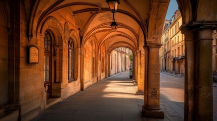 Beautiful Historic Archway with Warm Light in Scenic Urban Setting