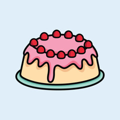 Sweet Vanilla Pudding Dessert Topped with Strawberry