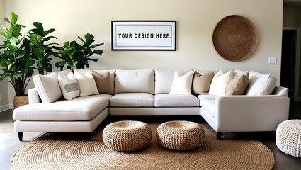 Cozy and Hygge chic minimalist living room with a Scandinavian Vibes.