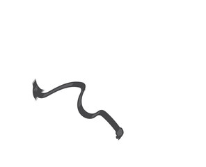 A bold, black ink brush stroke arrow pointing to the right, symbolizing direction and movement.