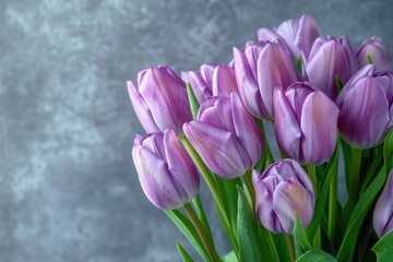 Spring tulips on gray background for special occasions.