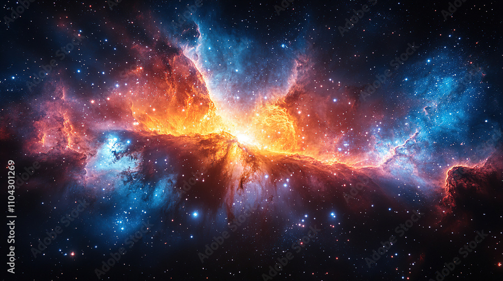 Aufkleber explosive colors and shapes in a vibrant nebula captured in deep space with bright stars visible thr