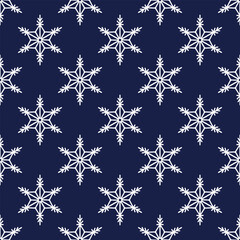 Snowflakes seamless pattern, detailed hand drawn vector line illustration. Graphic outline doodle drawing. Christmas and New Year background for frosty winter design, gift wrapping, packaging, textile