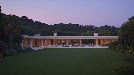 Fototapeta premium Contemporary Architecture Home Surrounded by Lush Green Landscape