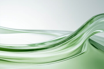Obraz premium White background, green gradient lines, flat style, close-up, glass texture. generative AI