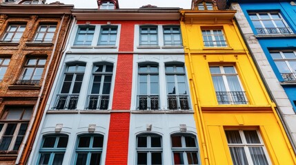 Fototapeta premium Colorful Facades of Historic Buildings in Urban Environment