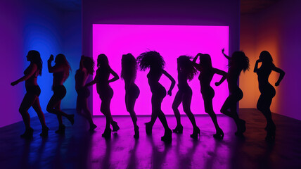 Group of young women dancing in a party created with generative ai tools