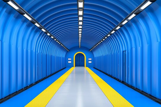 A cross-sectional view of an underground hyperloop tunnel featuring pods.